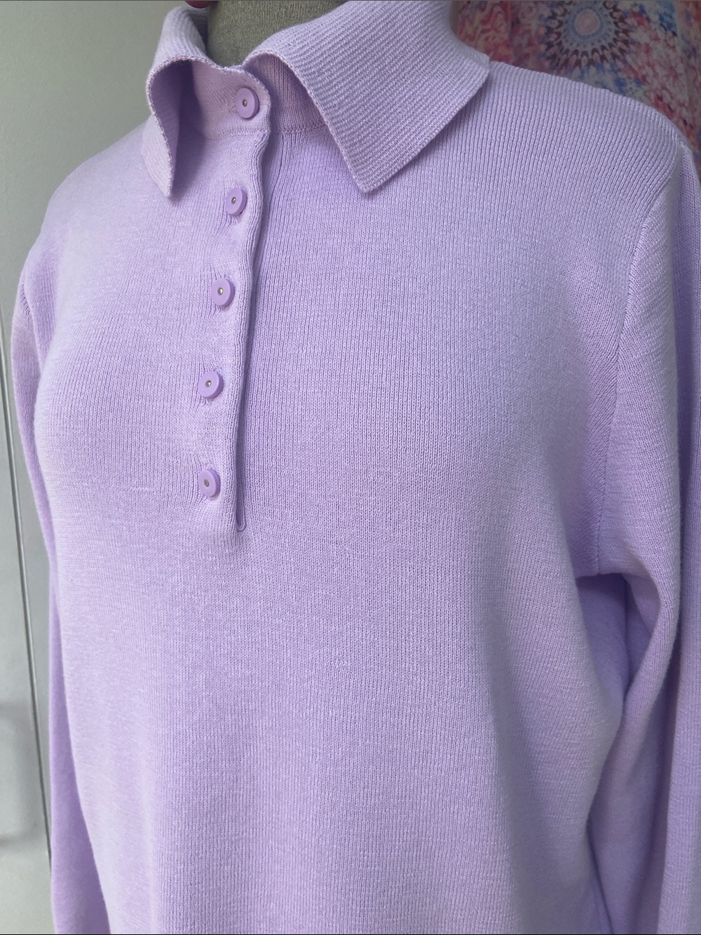 Talbots Lilac Collared Half Button Pullover Sweater